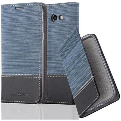 Afbeelding van Cadorabo Hoesje geschikt voor Samsung Galaxy J7 2017 US Version in DONKERBLAUW ZWART Beschermhoes met magnetische sluiting, standfunctie en kaartvakje Book Case Cover Etui