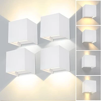 Afbeelding van CANMEIJIA Wandlamp voor buiten, binnen, led, buitenlamp, 12 W, modern, zwart, IP65, buitenwandlamp, 6500 K, instelling van de stralingshoek hal, slaapkamer, 4 stuks