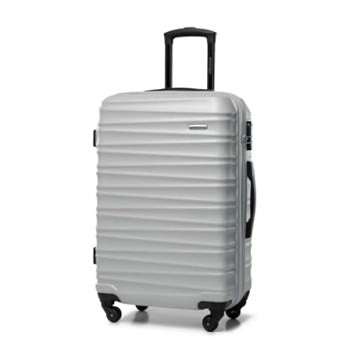 Image de WITTCHEN Valise de voyage Bagage à main cabine rigide en ABS avec 4 roulettes pivotantes Serrure combinaison Poignée télescopique GROOVE Line Taille M Gris
