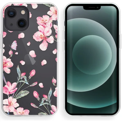 Afbeelding van iMoshion hoesje Geschikt voor iPhone 13 Mini Siliconen Design Roze / Meerkleurig Goud Pink Graphic