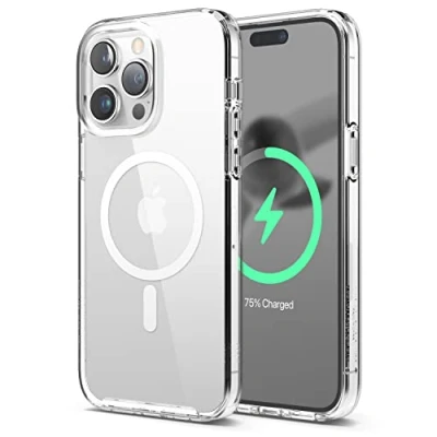 Afbeelding van elago Transparante beschermhoes compatibel met iPhone 14 Pro Max (6,7 inch), MagSafe oplader, PC + TPU technologie, valbescherming van militaire klasse (transparant)