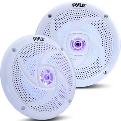 Afbeelding van Pyle Marine Luidsprekers 2 Weg Waterdichte Speakers Weerbestendige Buitenluidsprekers voor Boten Audio Stereo Geluidssysteem met LED Verlichting 180 Watt 1 Paar