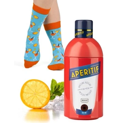 Afbeelding van soxo Drankjes sokken dames cadeau idee grappig geschenken hoge sok 35 40 1 3 paar, Aperitief paar