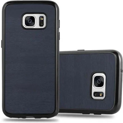 Afbeelding van Cadorabo Hoesje geschikt voor Samsung Galaxy S7 in WOODEN BLAUW Beschermhoes gemaakt van flexibel TPU silicone Case Cover