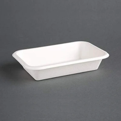Afbeelding van Fiesta Green Compostable bagasse schalen (50 stuks), 180 x 120 35 mm, 455 ml, wit, magnetron (120 C) en oven (230 C), geschikt voor de vriezer bij temperaturen tot 5 C, DW347