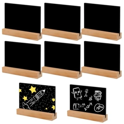 Afbeelding van Set van 8 kleine krijtborden met standaard, klein krijtbord om te schrijven, voor bruiloft, feest, verjaardag, bar, decoratie