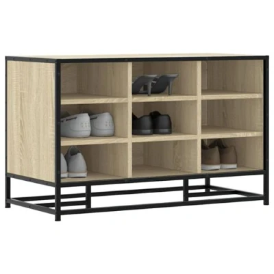 Image de vidaXL Banc à chaussures chêne sonoma bois d&#039;ingénierie et métal849230