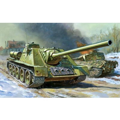 Afbeelding van Zvezda Self propelled Gun Su 100 (Zve6211) modelbouwsets, hobbybouwspeelgoed voor kinderen, modelverf en accessoires
