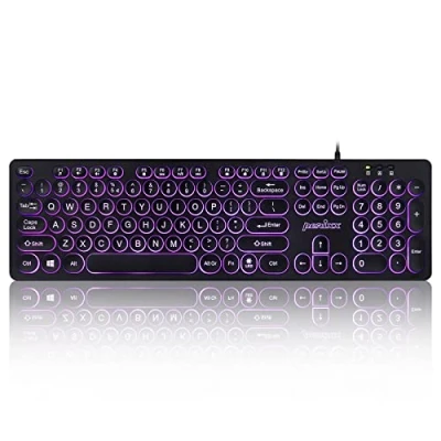 Afbeelding van Perixx Periboard 317R toetsenbord extra grote letters retro ronde toetsen Backlight bedraad voor slechtzienden Grootletter QWERTY/US