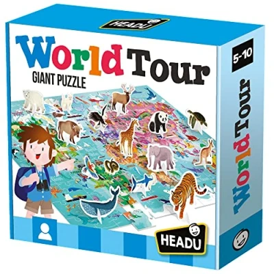 Afbeelding van Headu Legpuzzel Wereld met 3D Elementen, 108st.