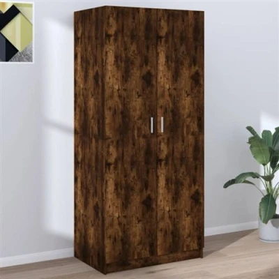 Afbeelding van Kledingkast 80X52X180 Cm Bewerkt Hout Grijs Sonoma Eikenkleurig 1 / Gerookt eiken