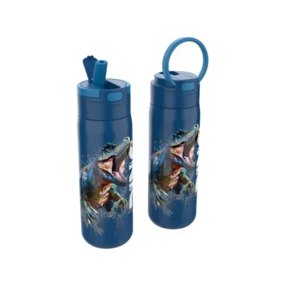 Afbeelding van Lunch Buddies Rvs Waterfles 600Ml T Rex Blauw