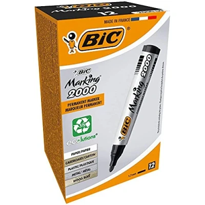 Afbeelding van BIC Marking 2000 ECOlutions Permanente marker, middelgrote punt, voor karton, kunststof, hout, metaal, zwart, 12 stuks