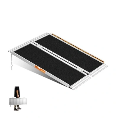 Afbeelding van gardhom Hellingen voor rolstoelen, 92 x 79 cm, drempelhelling, oprijplaat, antislip, opvouwbaar, met veiligheidsboord, max. 272 kg