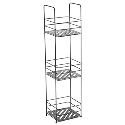 Afbeelding van MSV badkamer/doucherek 3 laags staand zwart 17 x 16 63 cm metaal