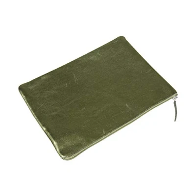 Afbeelding van Clairefontaine 400027C universele platte tas, leer, 23 x 32 cm, van echt lamsleer, groen
