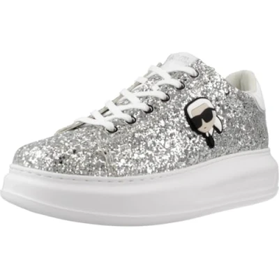 Afbeelding van KARL Lagerfeld Kapri LACE Sneakers laag, Dames, Maat: 39, Heavy glitter silver Leer en textiel