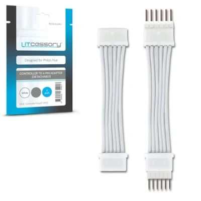 Afbeelding van Litcessory 6 polige controlleradapter voor Philips Hue LightStrip Plus (afneembare versie, wit microfoon V4)