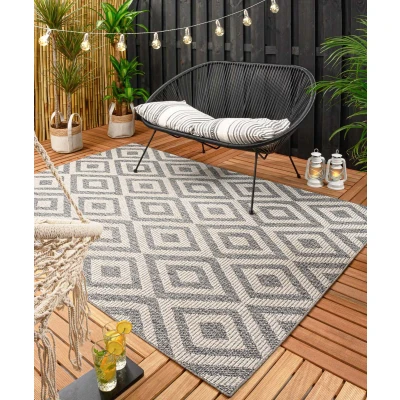 Afbeelding van Buitenkleed Ruiten Kjeld Blauw/crème 160x230 Cm