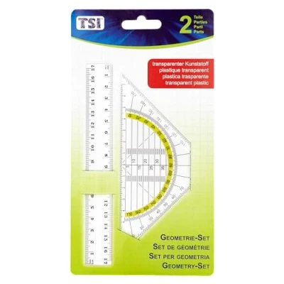 Afbeelding van TSI Geometrie set 17 cm, liniaal en geodriehoek, 16 cm