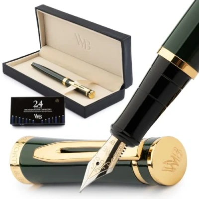 Afbeelding van Wordsworth &amp; Black Groen met zwarte sectie 24 stuks inkt Slim Box Extra Fine Nib