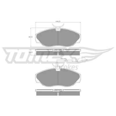 Afbeelding van TOMEX brakes TX 11 721 Remblokkenset Vooras Incl. slijtage waarschuwingscontact FIAT: Ducato II Minibus, Platform/Chassis, Van
