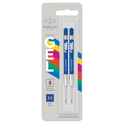Afbeelding van Parker Quink Gel vulling voor balpen medium, blauw, blister met 2 stuks balpenvullingen