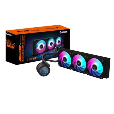 Afbeelding van Gigabyte AORUS Waterforce II 360 Vloeistofkoelsysteem processor afmeting radiator: mm voor: Intel LGA 115x, 1200, 1700 AMD AM4, AM5 3x 120 ARGB Fans zwart