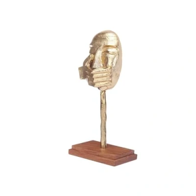 Afbeelding van Decoratieve figuren Gezicht Gouden Hout Metaal 17 x 33,5 10 cm