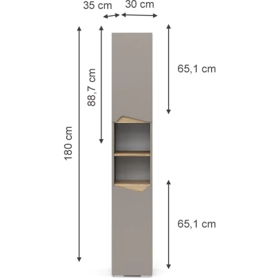 Afbeelding van Vicco Badkamerkast Marelle, Grijs/Grijs, 30 x 180 cm met deuren en open vakken