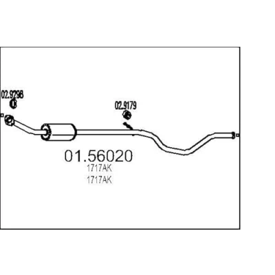 Afbeelding van MTS 01.56020 Middendemper 2240 PEUGEOT: 307 CC, 308 I Hatchback, CITROËN: C4 Coupe
