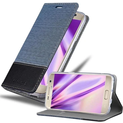 Afbeelding van Cadorabo Hoesje geschikt voor Samsung Galaxy S7 in DONKERBLAUW ZWART Beschermhoes met magnetische sluiting, standfunctie en kaartvakje Book Case Cover Etui