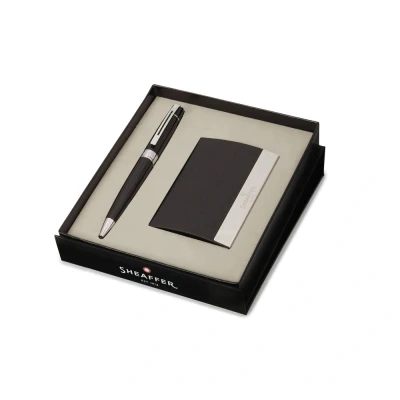 Afbeelding van Giftset Sheaffer 300 Glossy Black CT &amp; Business Card Holder