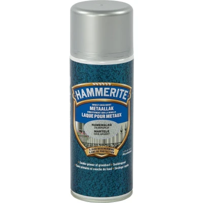 Afbeelding van Hammerite Metaallak Spray Hamerslag Zilvergrijs 0.4L