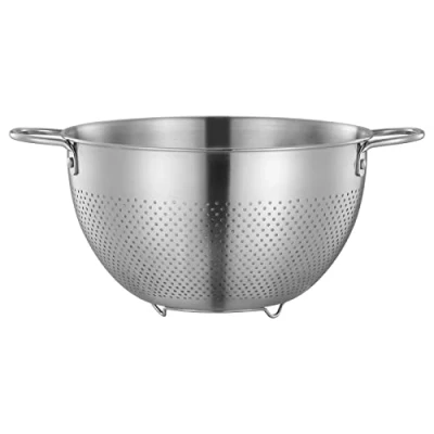 Afbeelding van Roestvrijstalen zeef met poten en handvat voor pasta, noedels, rijst, groenten fruit, 24 cm, vaatwasmachinebestendig