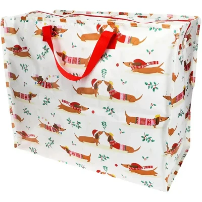 Afbeelding van Rex london jumbo opbergtas festive sausage dog