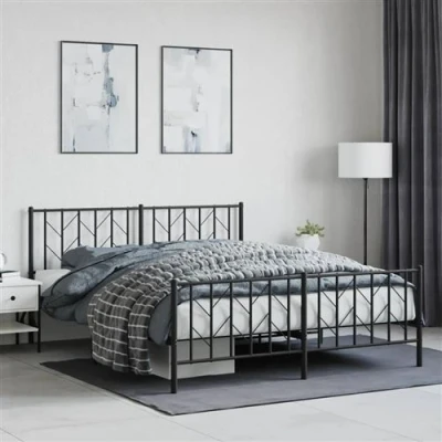 Afbeelding van vidaXL Bedframe met hoofd en voeteneinde metaal zwart 160x200 cm