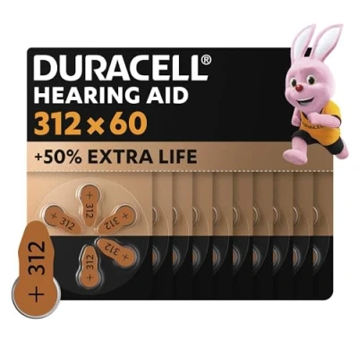 Afbeelding van Duracell Batterij type 312 voor gehoorapparaten, 60 stuks