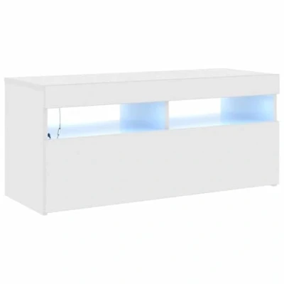 Afbeelding van vidaXL TV kast met LED lampen, glanzend wit, 90 x 35 40 cm