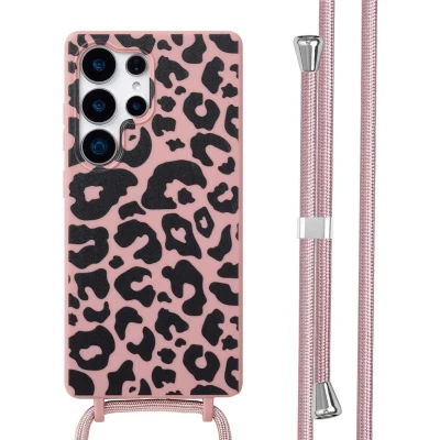 Afbeelding van imoshion hoesje Geschikt voor Samsung Galaxy S25 Ultra met koord Siliconen design Meerkleurig / Animal Pink