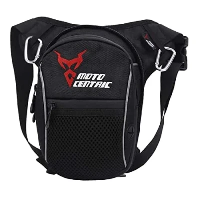 Afbeelding van Motorfiets Drop Been Bag Outdoor Taille Pack voor Mannen Vrouwen, Reizen Wandelen Rijden Cyling Tactische Dij Bum Hip Fanny Riem Pouch, Zwart (RedLogo)