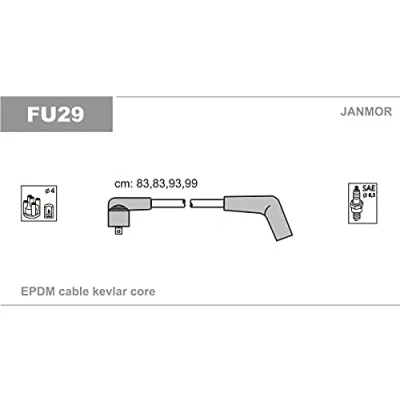 Afbeelding van JANMOR FU29 Bougiekabelset FORD: KA Hatchback, FIESTA 4, Escort 6