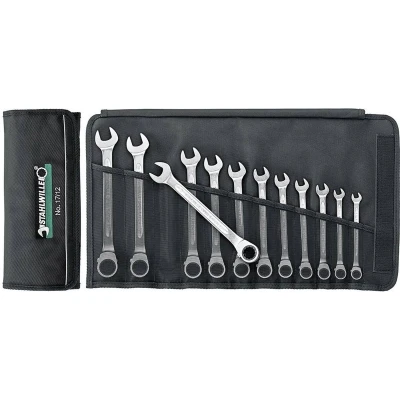 Afbeelding van Stahlwille 17/12 12 delige Steek /ringratelsleutel set in roltas 8 19mm 96411712