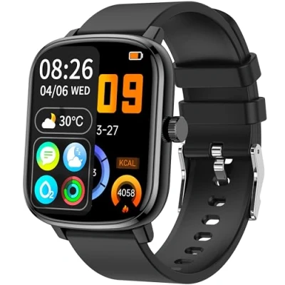 Afbeelding van KALINCO Smartwatch voor dames en heren, 1,69 inch smartwatch, 100 + sportmodi, stappenteller, hartslagmonitor, bloeddruk, SpO2, armband Android iOS