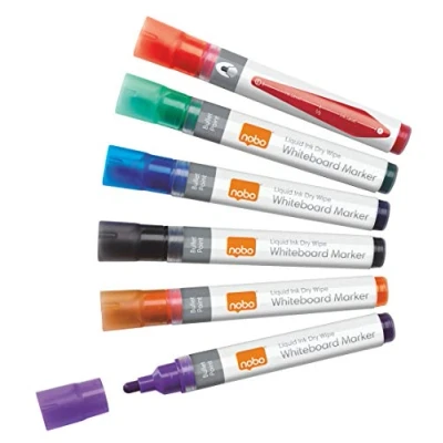 Afbeelding van nobo Liquid Ink 1901419 Whiteboardmarkerset Zwart, Rood, Groen, Blauw, Oranje, Violet 6 stuk(s)