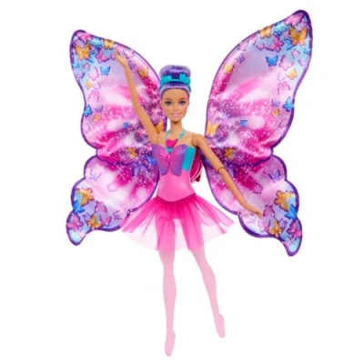 Image de Barbie De Danseuse A Papillon Poupée Transformation 2En1 Hxj10