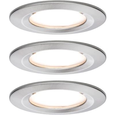 Afbeelding van Paulmann Nova Inbouwlamp voor badkamer Set van 3 stuks LED 18 W IP44 IJzer (geborsteld)