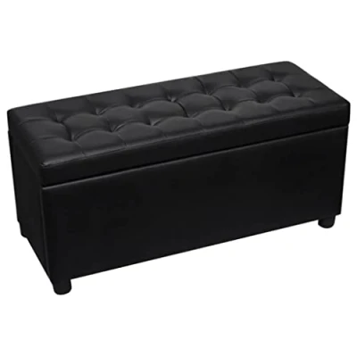 Image de vidaXL Pouf de rangement Cuir synthétique Noir242407