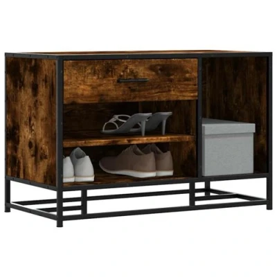 Image de vidaXL Banc à chaussures chêne fumé bois d&#039;ingénierie et métal849226