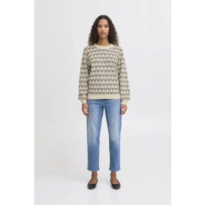 Afbeelding van Ichi Trui Ihbrielle Ls4 20123477 204262 Oatmeal W Black Dames Maat M